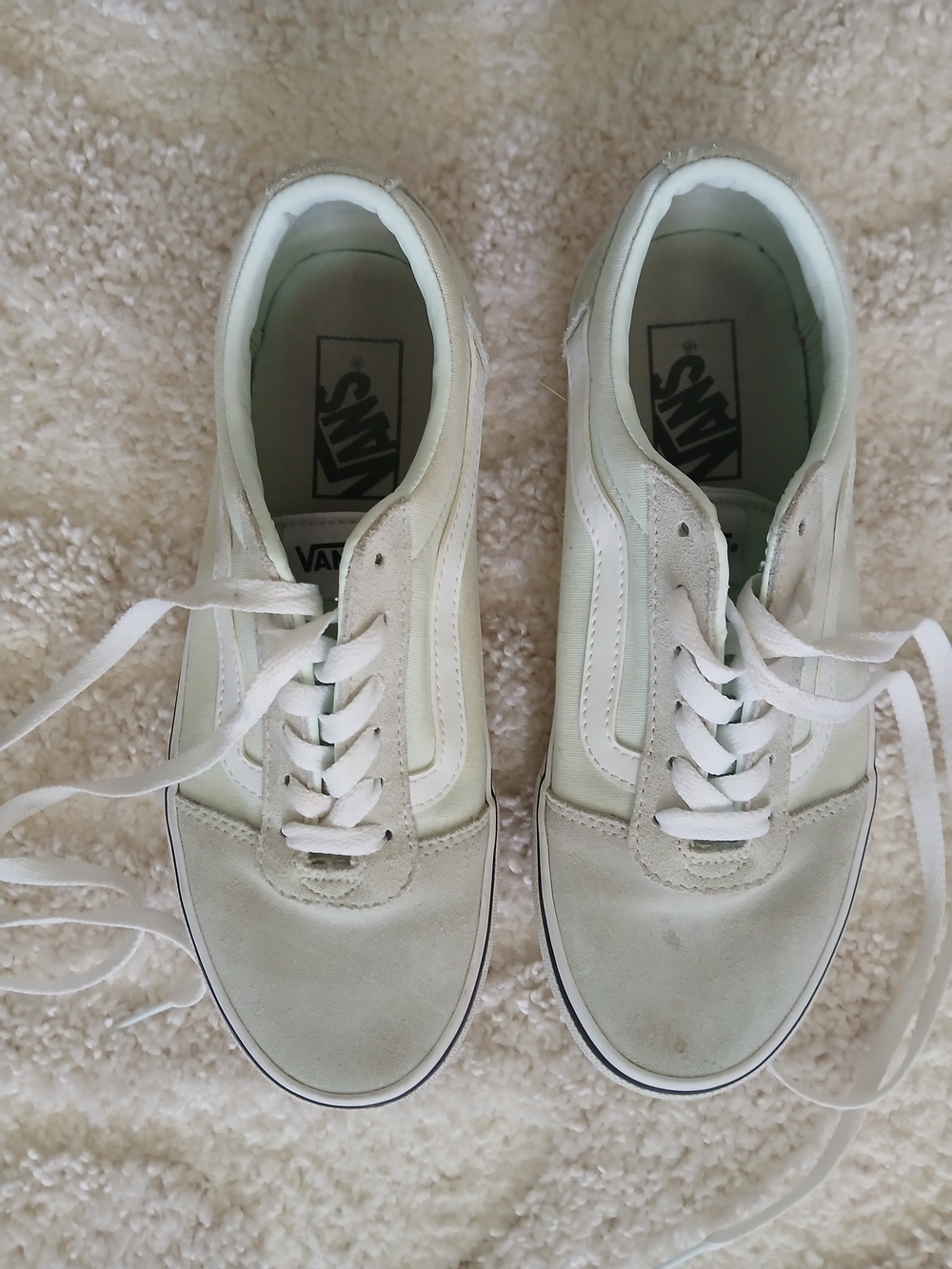 Vans Old Skool Low Top Sneakers in Light Cream and Off-White